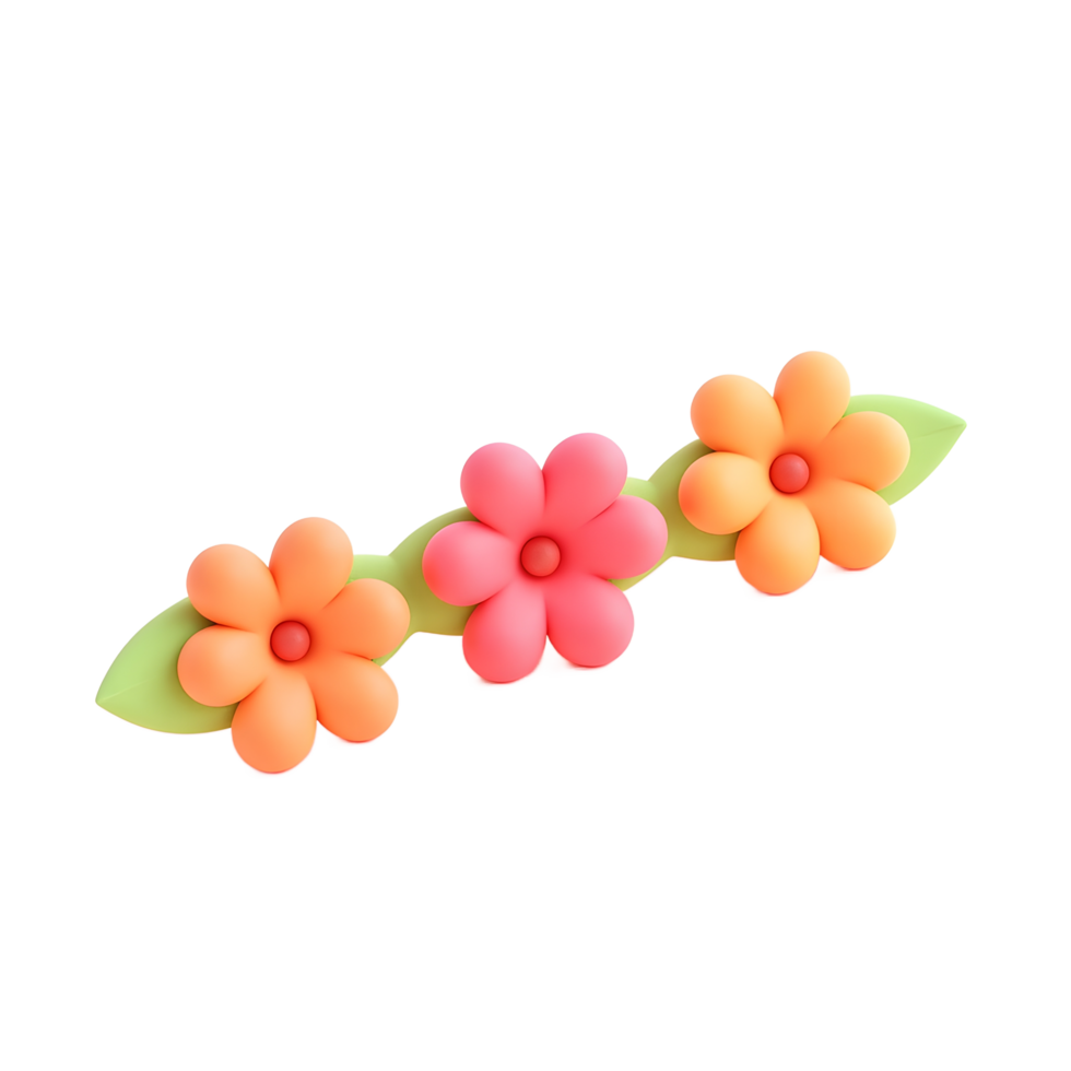 Adorable Flower Hair Clip with Pink and Orange Blooms png