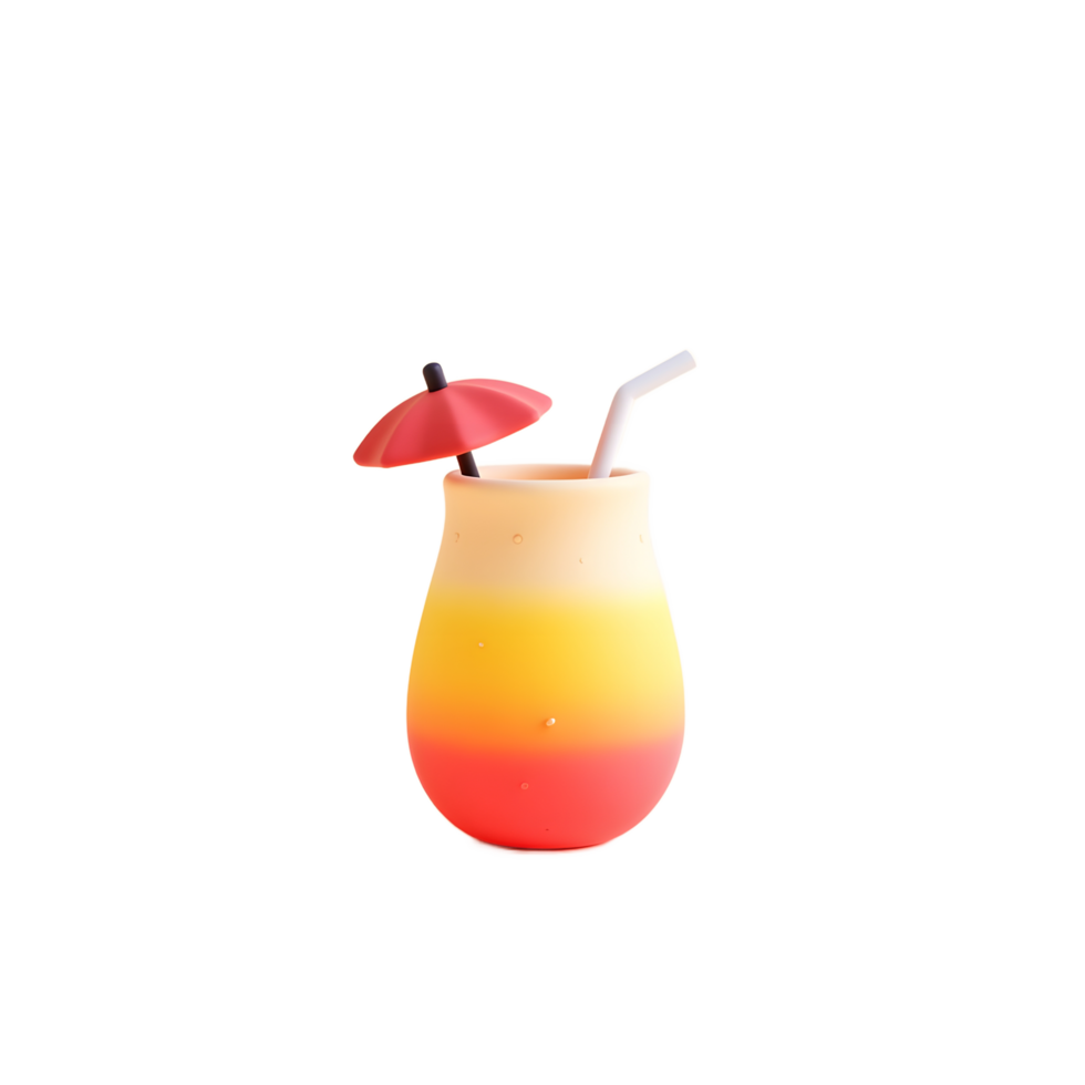 Sunset Cocktail Drink in Colorful Glass with Straw and Umbrella png