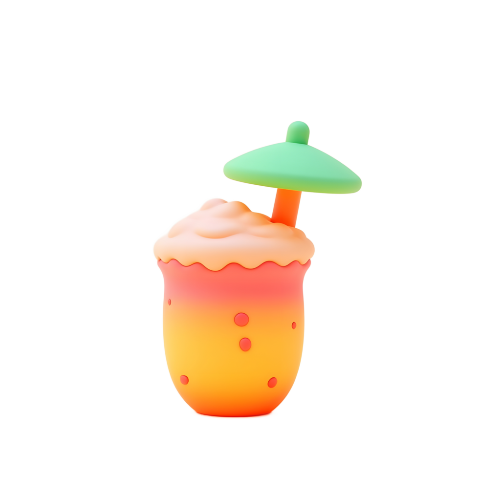 Summer Beach Drink 3D Render Creamy Tropical Cocktail png