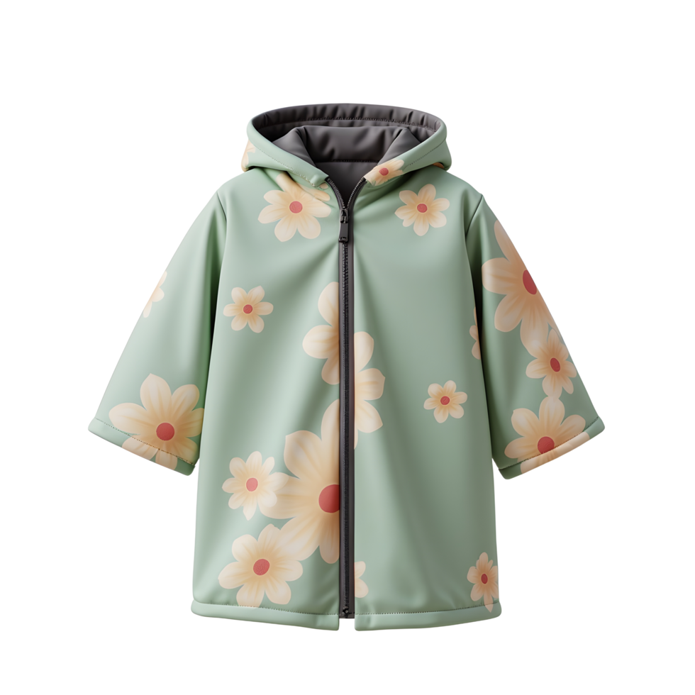 Kids Floral Hooded Raincoat Stylish Spring Jacket png