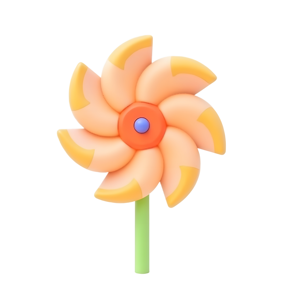Cute 3D Rendered Pinwheel Flower Toy for Kids png