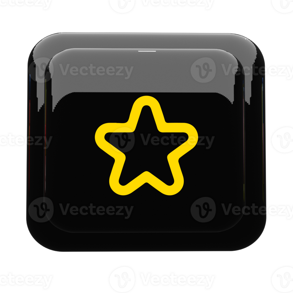 Yellow star icon on a black button png