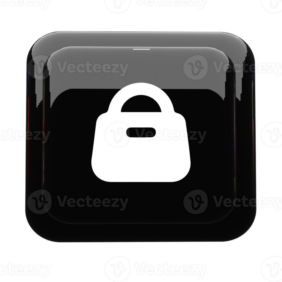 Shoping bag pn black button png