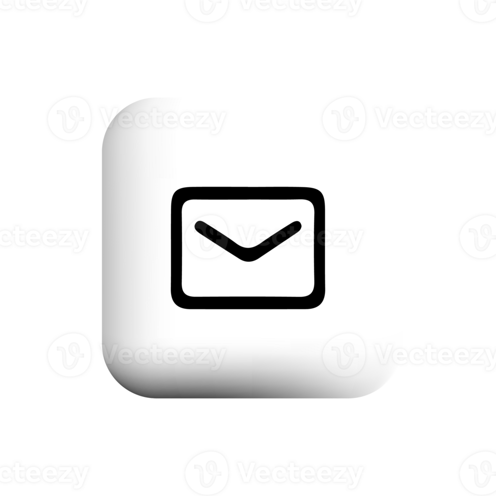 email icon on white square button with shadow png