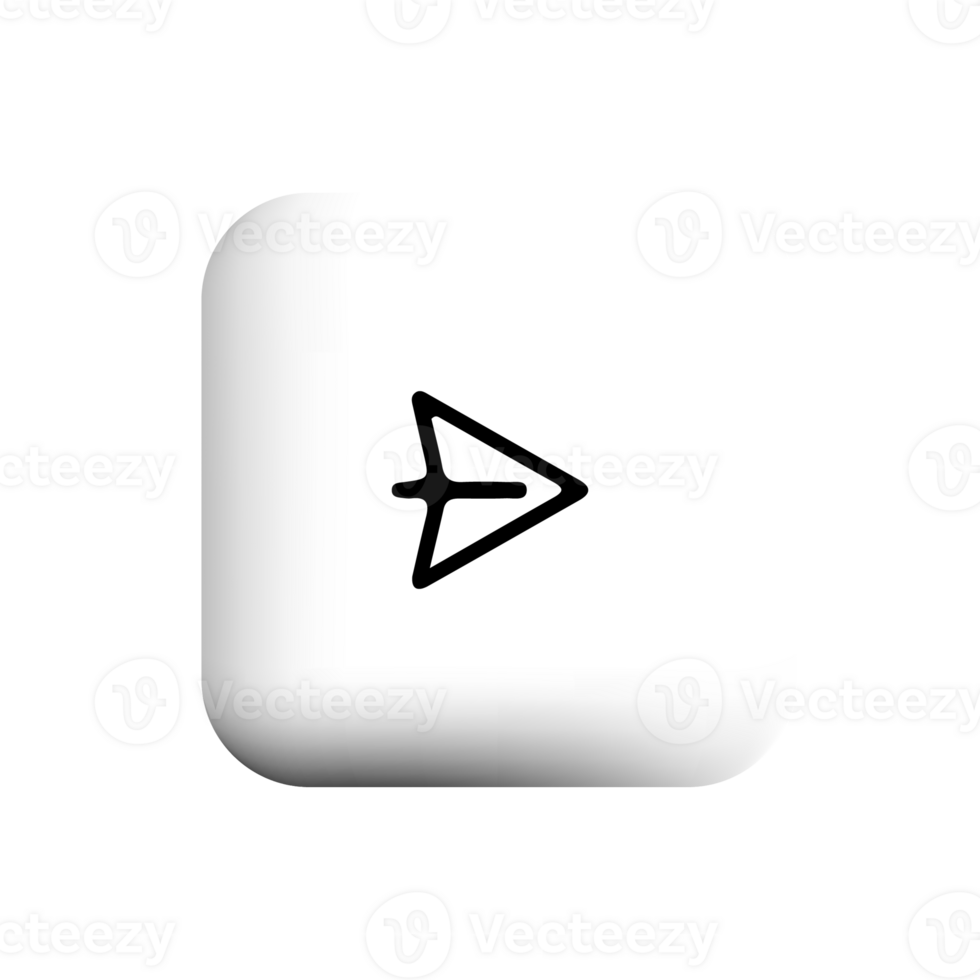 White button with an arrow pointing icon png