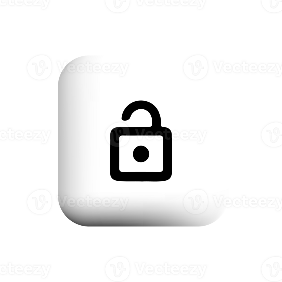 Black and white square button with a lock icon png