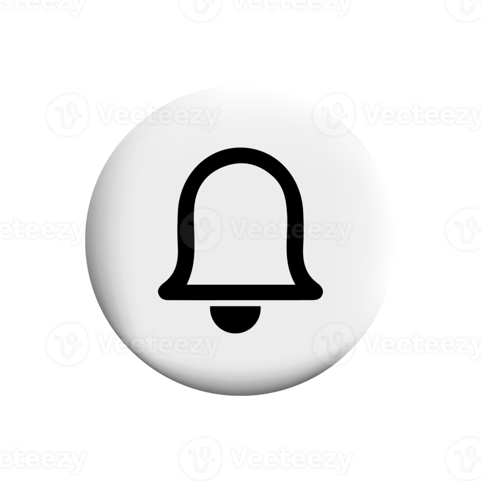 Bell icon on a white button with shadow png