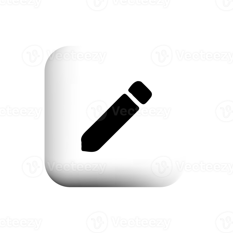 Pen icon on a white square button png