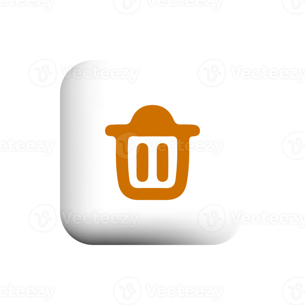 Trash can icon on a white square png