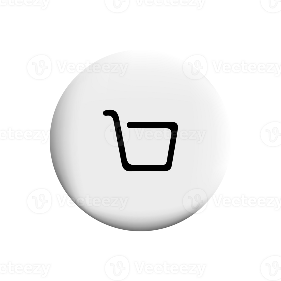 Shopping cart icon on white button png