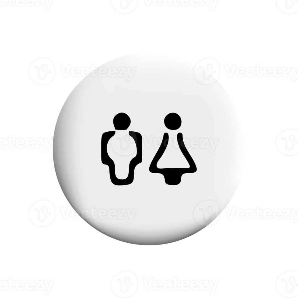 Toilet sign icon on a white button png