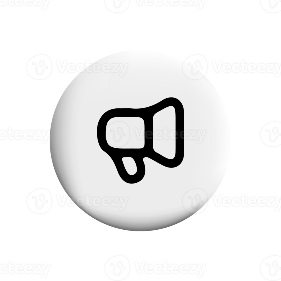 Megaphone icon on a white button png
