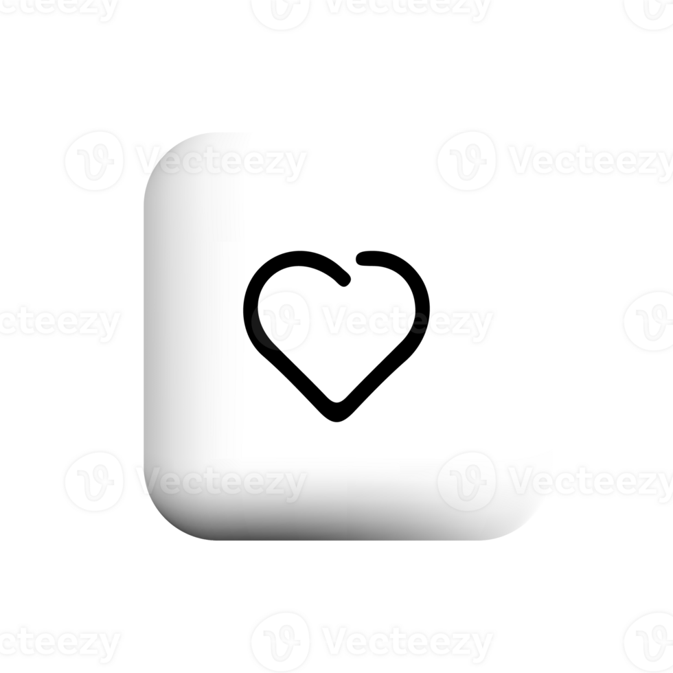 Heart love icon on white button png