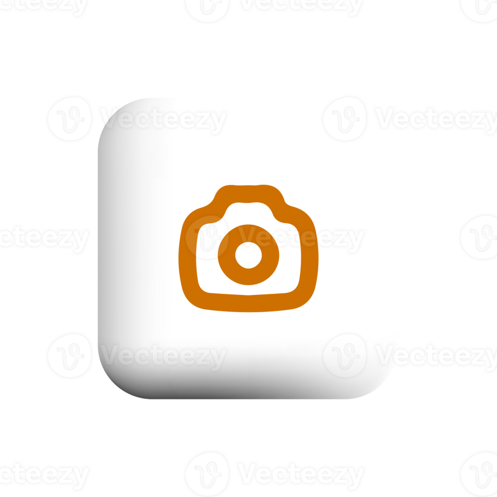 Camera icon line on a white square button png