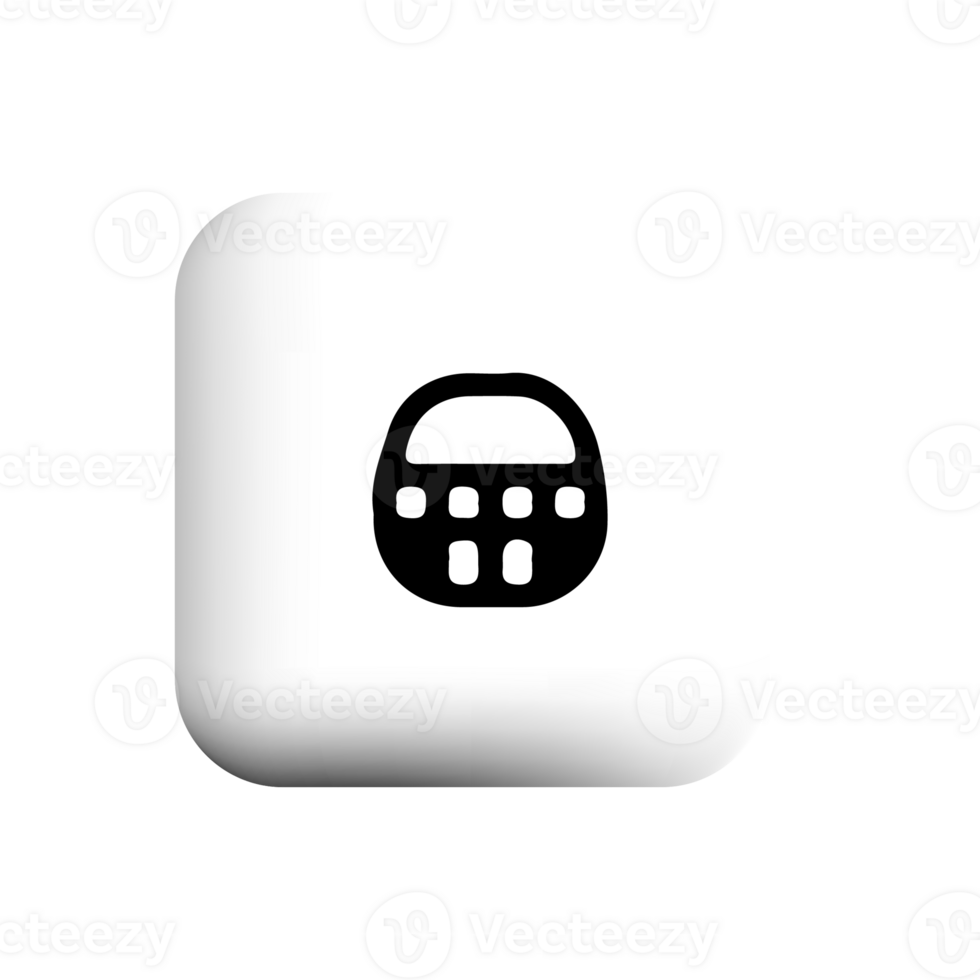 Black and white icon of a shoping bag on a white square png