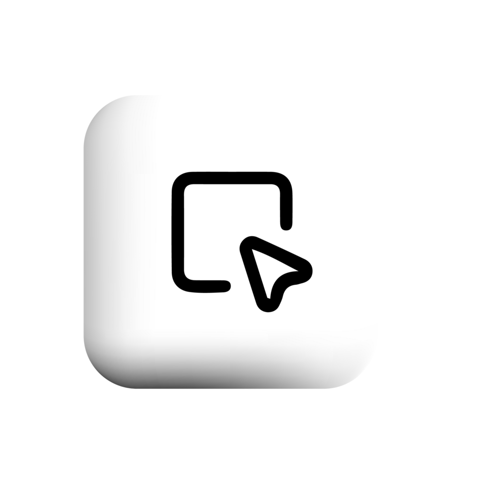 Cursor icon on white square with shadow png