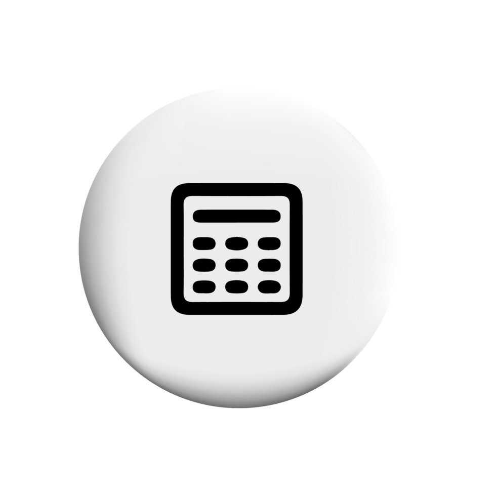 Calculator icon on white square with shadow png