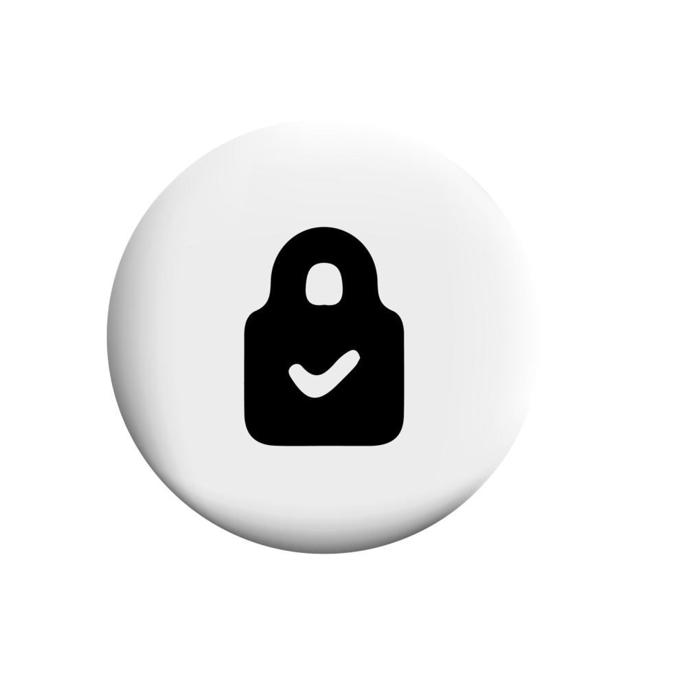 Lock icon black on a white button png