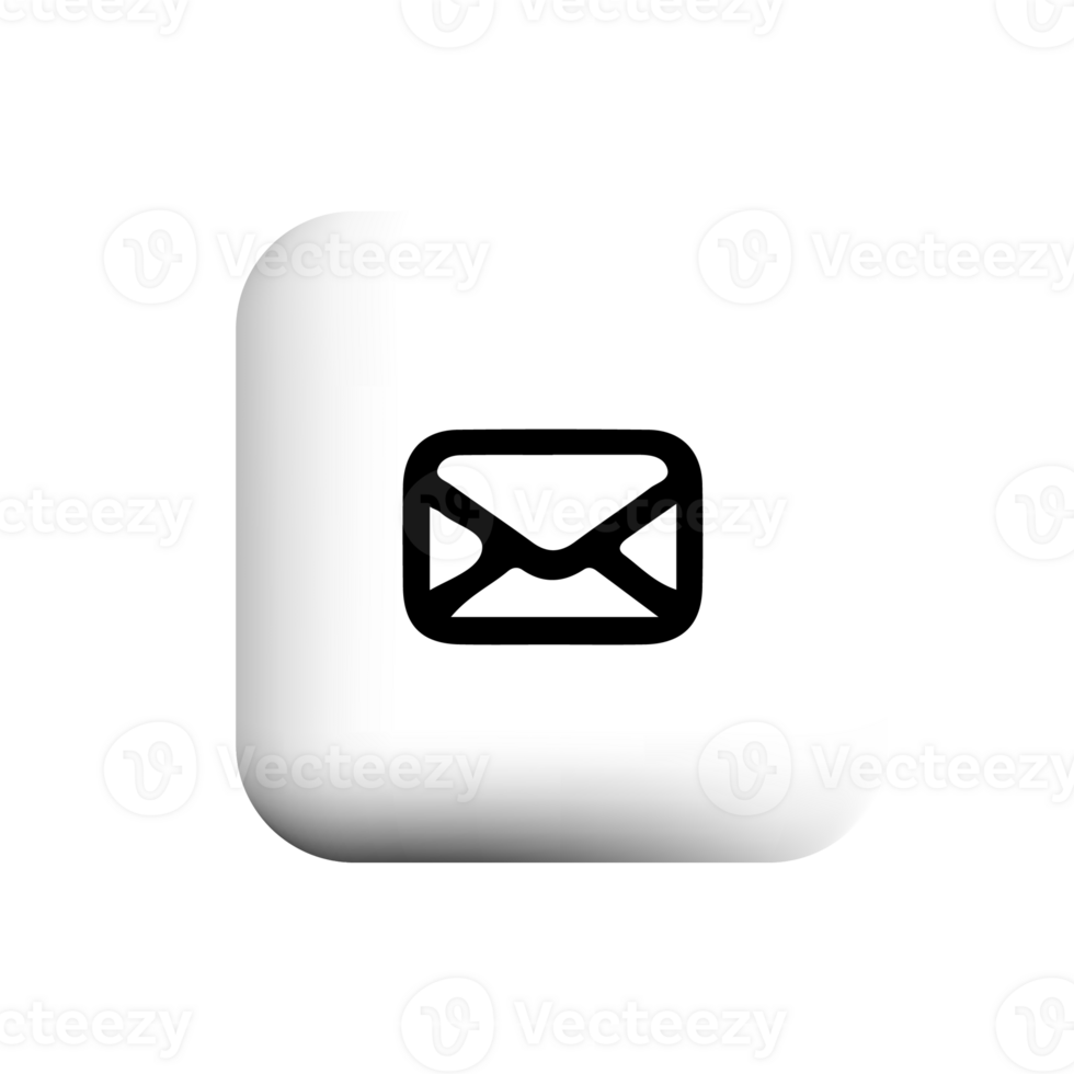 email icon on white button with shadow png