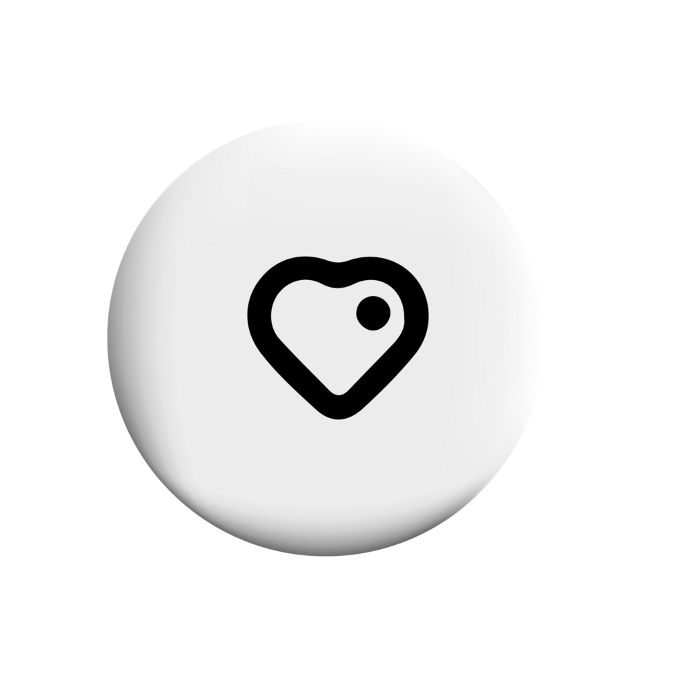 Love heart on a white button png