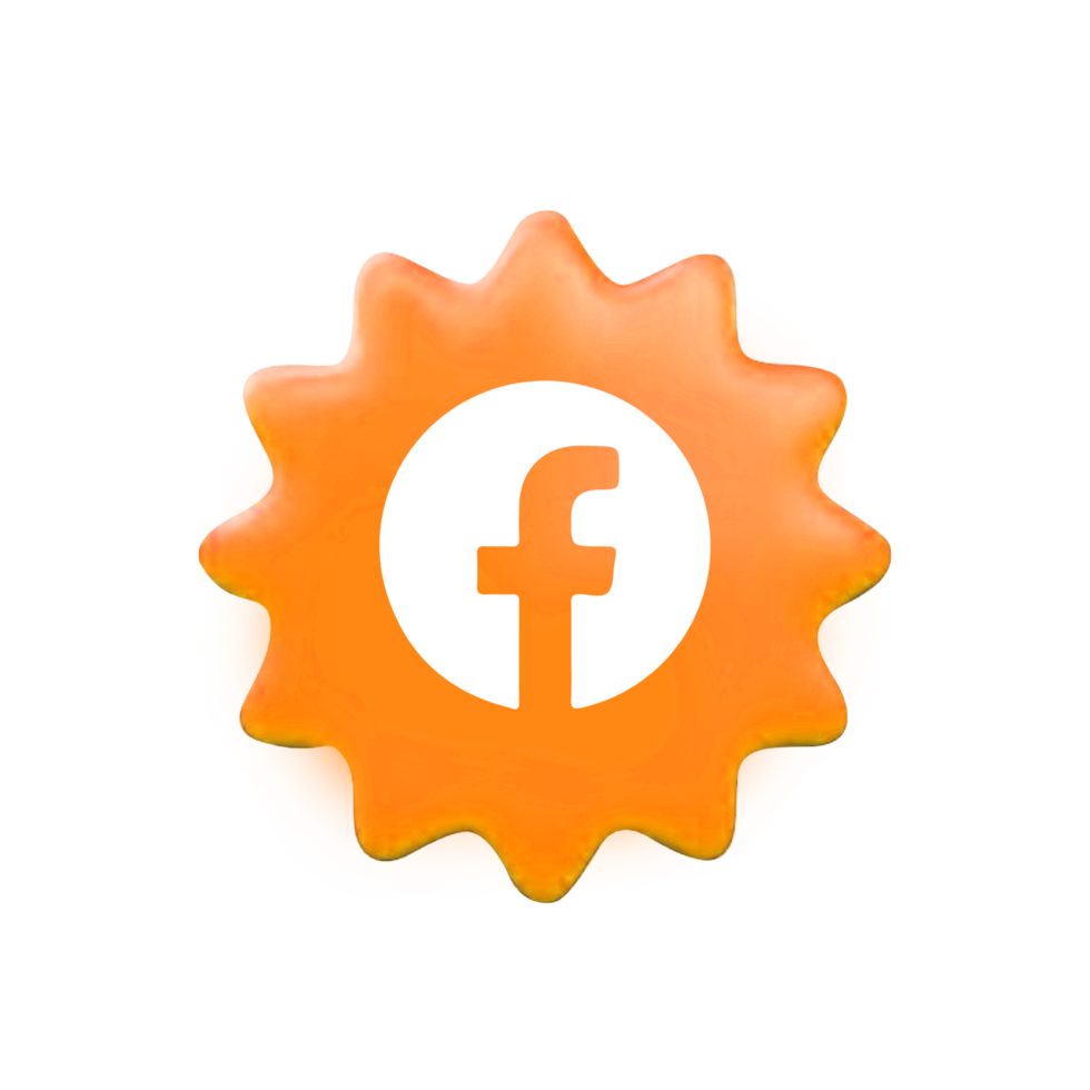 Facebook icon white on orange sunburst png