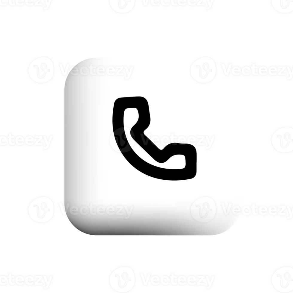 Phone call icon on a white square button png