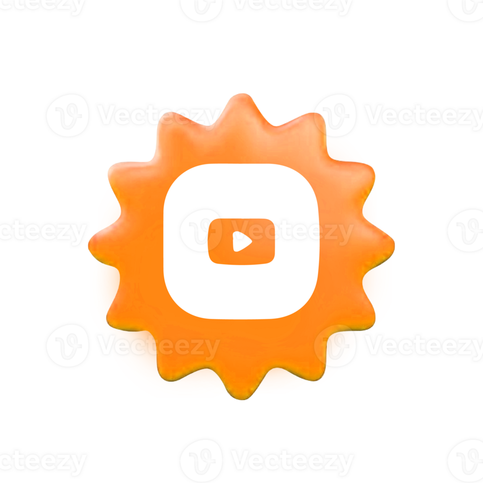 youtube icon on a orange sunburst png
