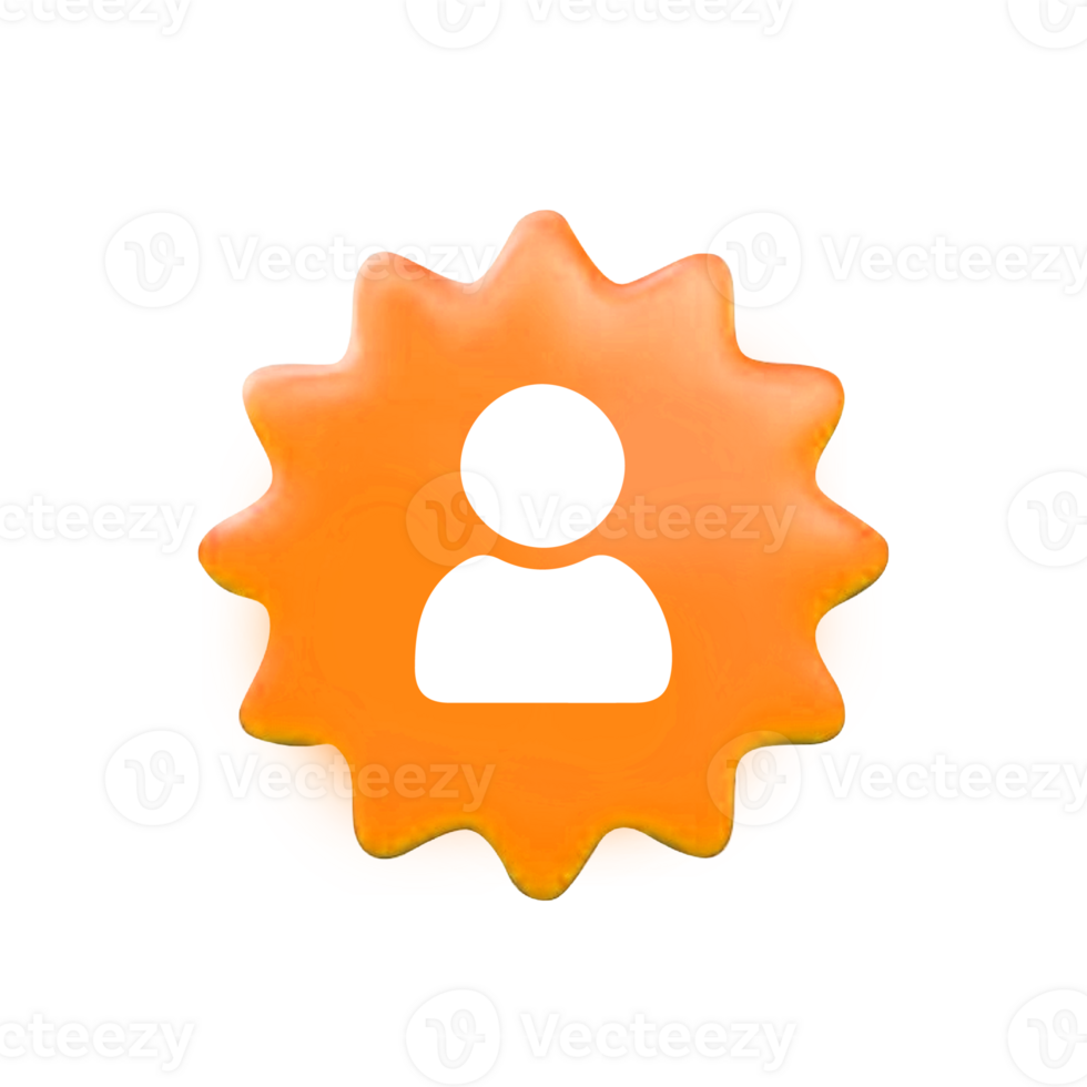 Person user icon on orange starburst png
