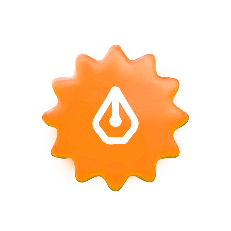 Pen tool icon on starburst png