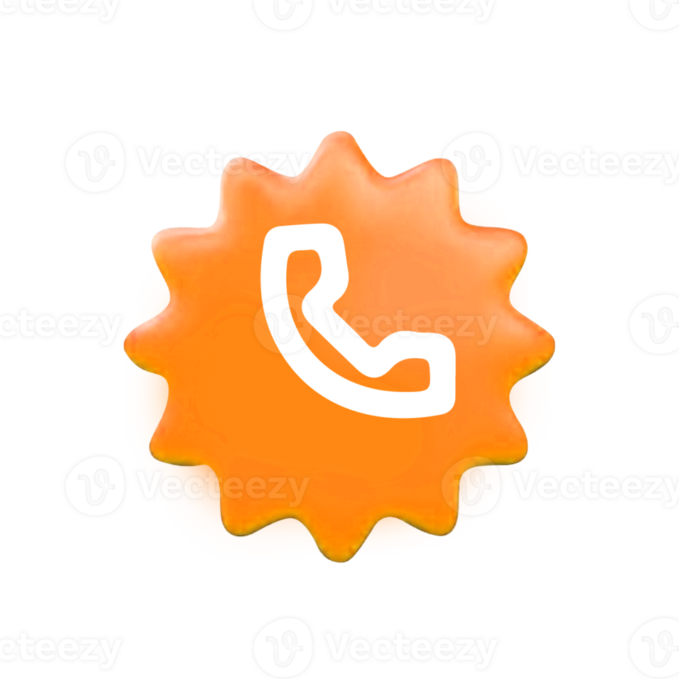 Call icon on orange starburst png