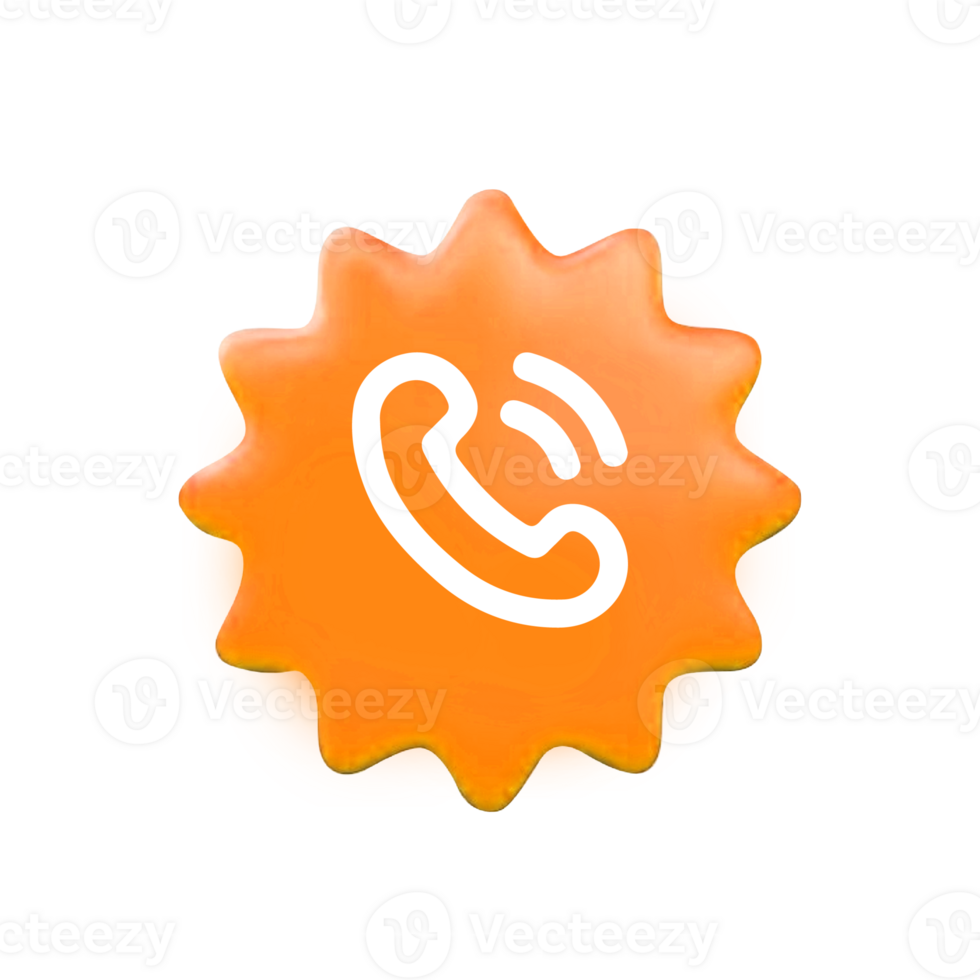 Call button icon on orange sunburst png