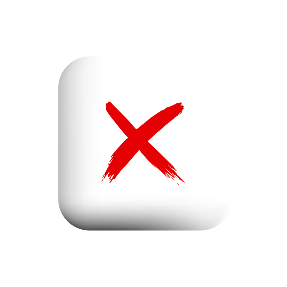 Red mark on white square button icon png