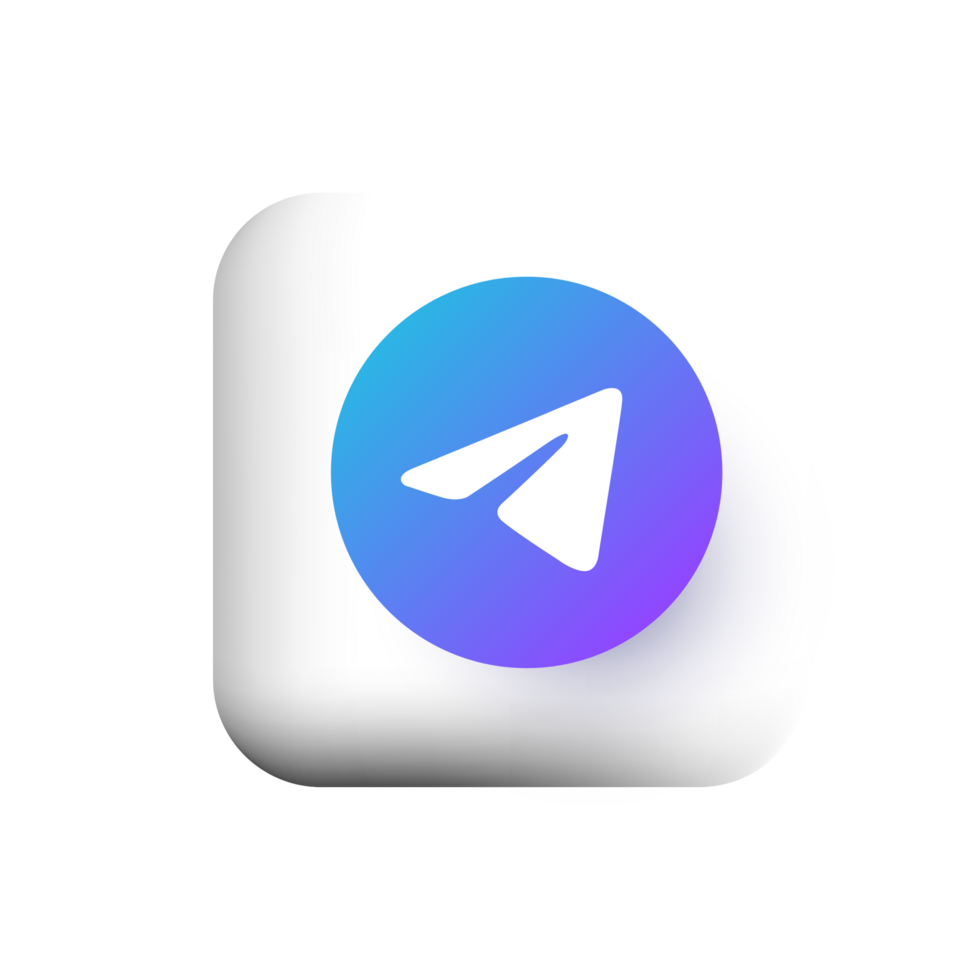 Telegram logo icon on white square shape png