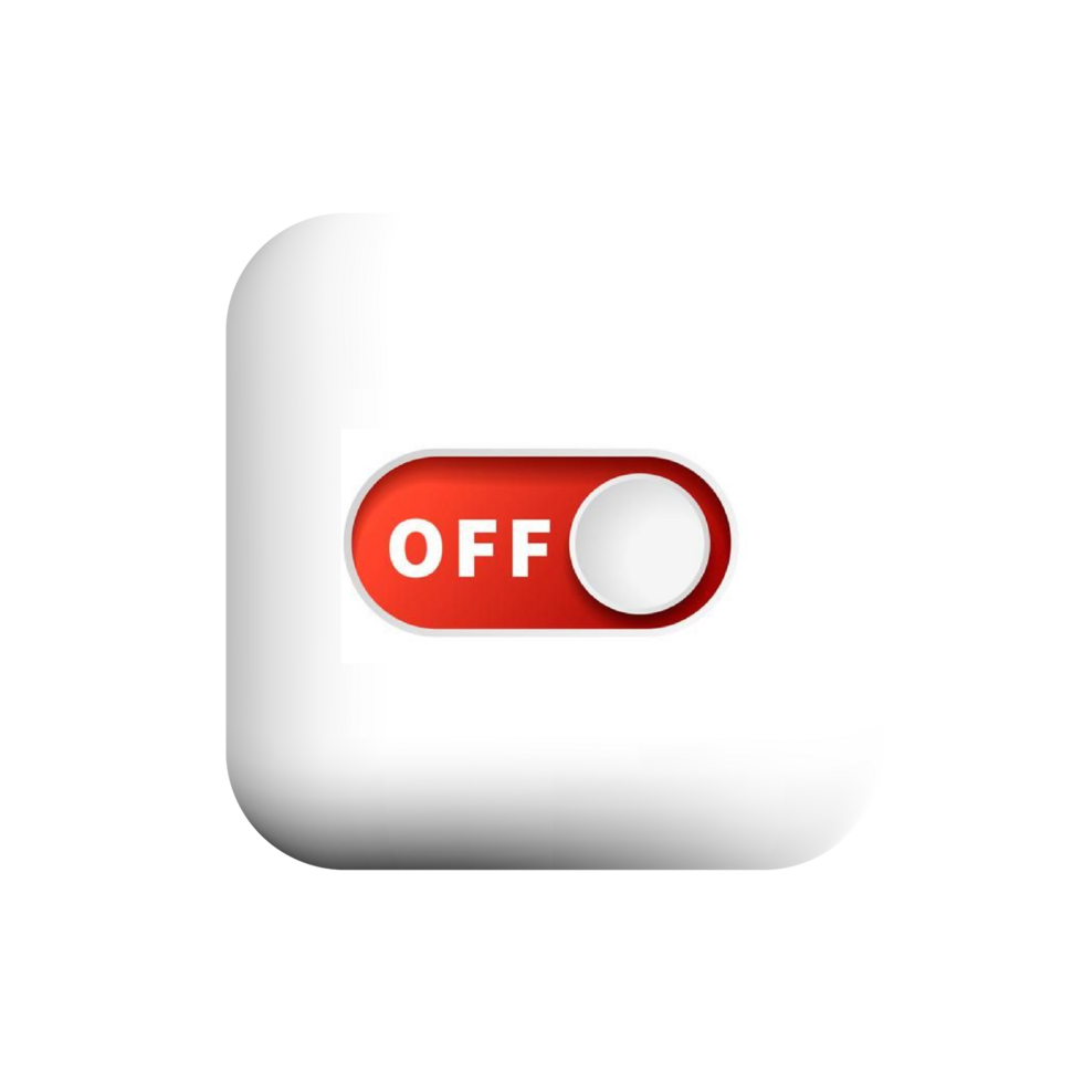 Turn Off icon on white square shape png