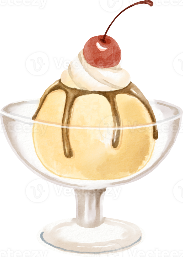 Ice cream sundae with cherry on top png