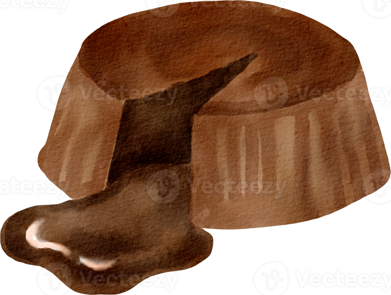 A chocolate pudding with a spoon in it png