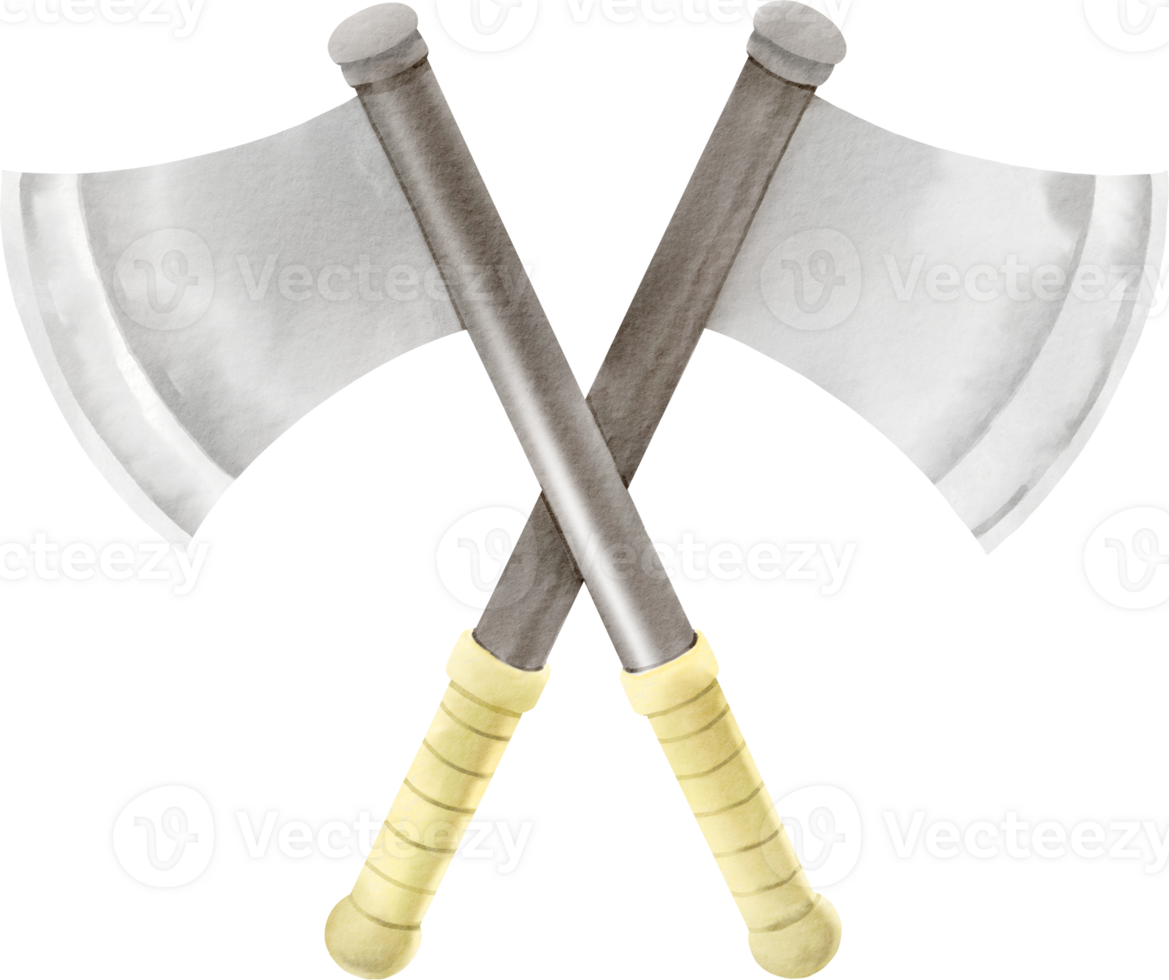 Two axes with two handles on a black background png