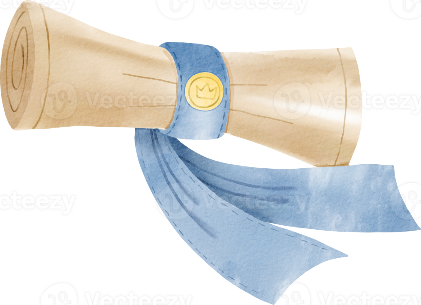 A graduation scroll with a blue ribbon png