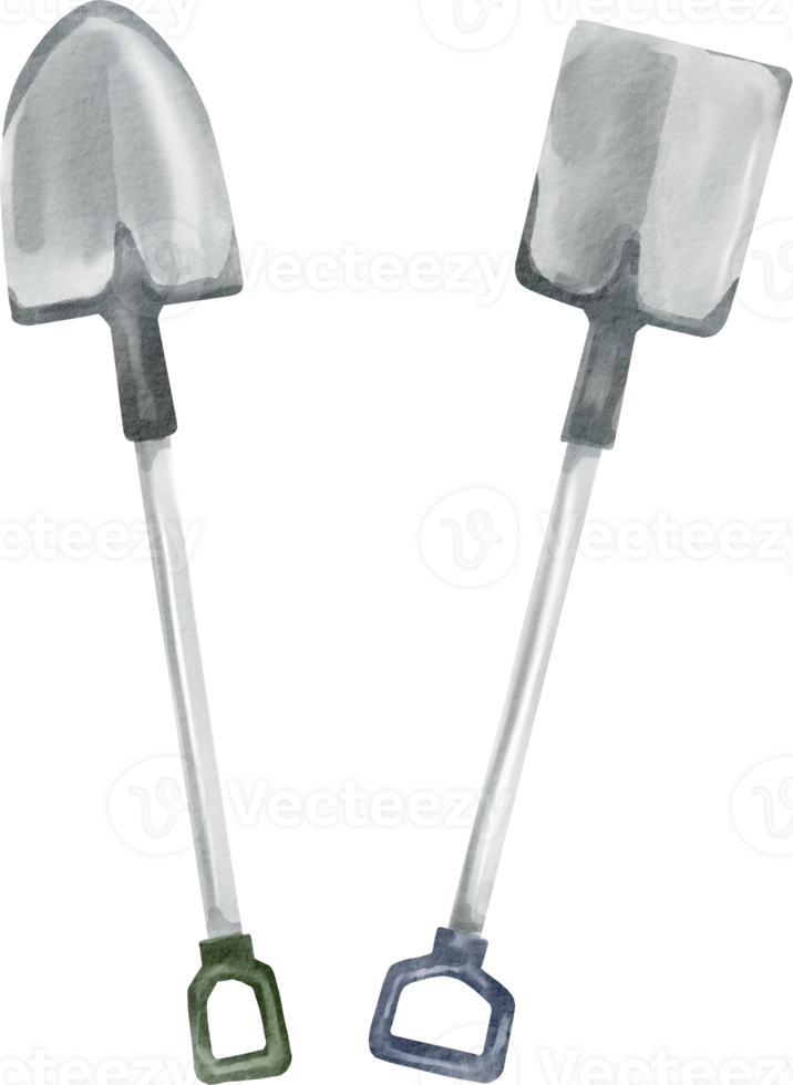 Two shovels with handles and handles png