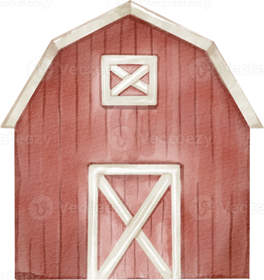 A red barn with a white door and a cross on the door png
