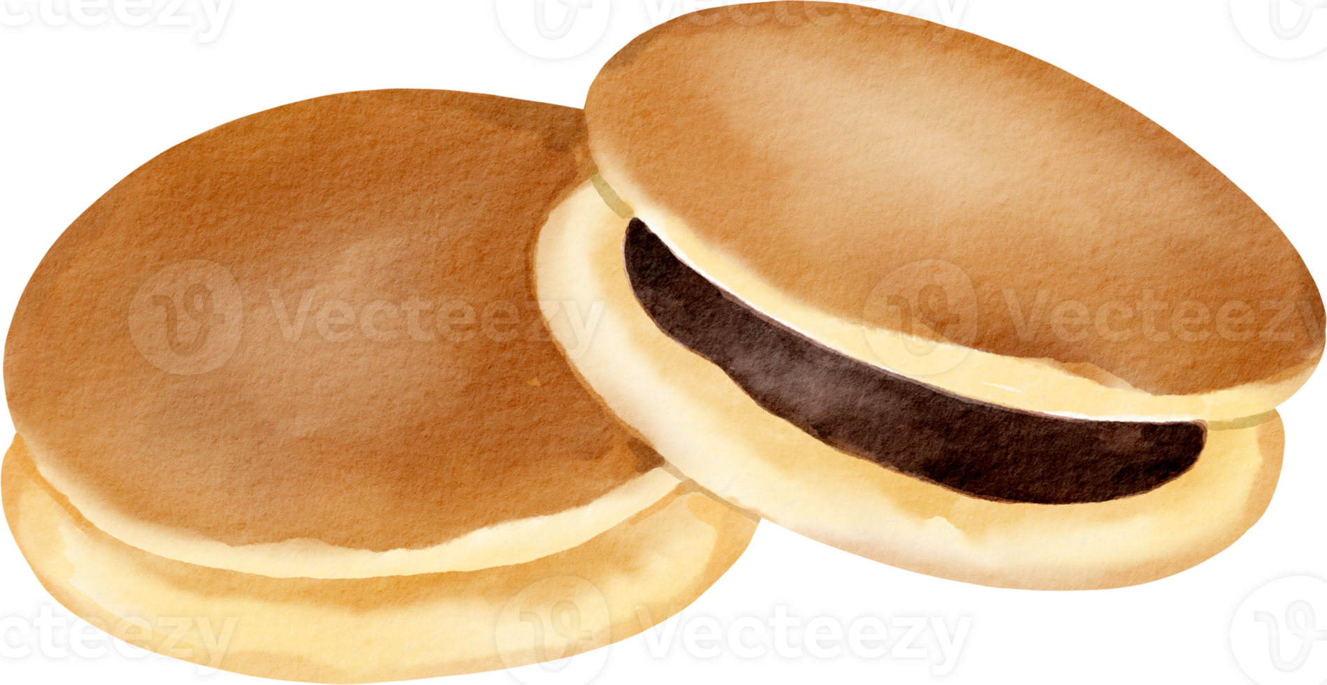 Two sandwiches with a chocolate filling on top png