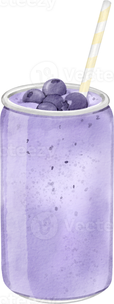 A purple smoothie with a straw and blueberries png