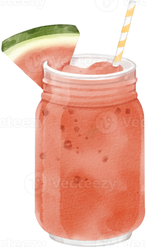 Watermelon juice in a jar with a straw png