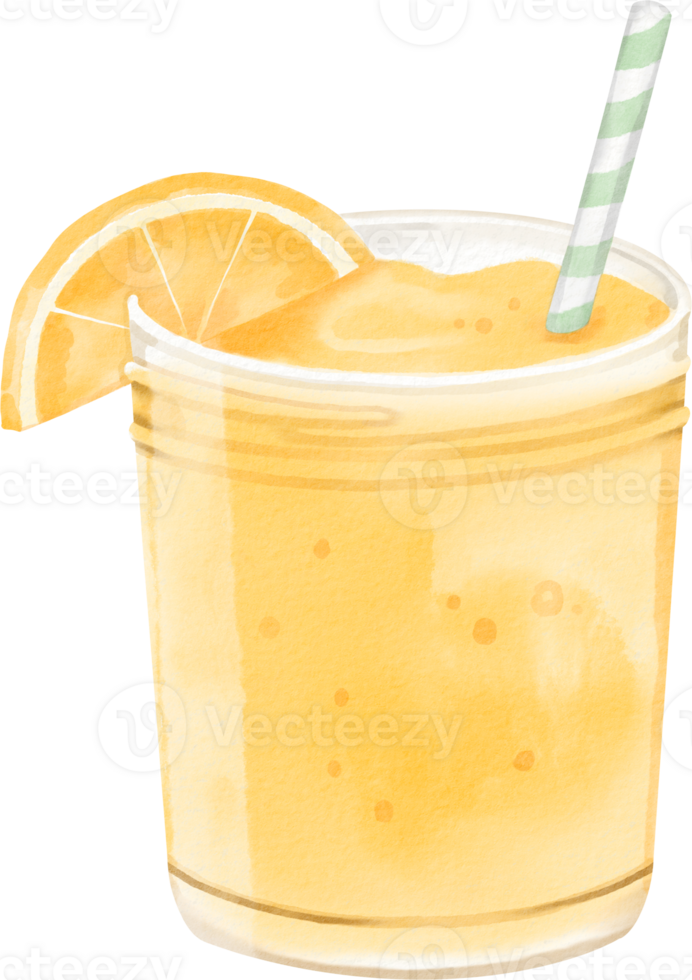 Orange juice drink with straw png