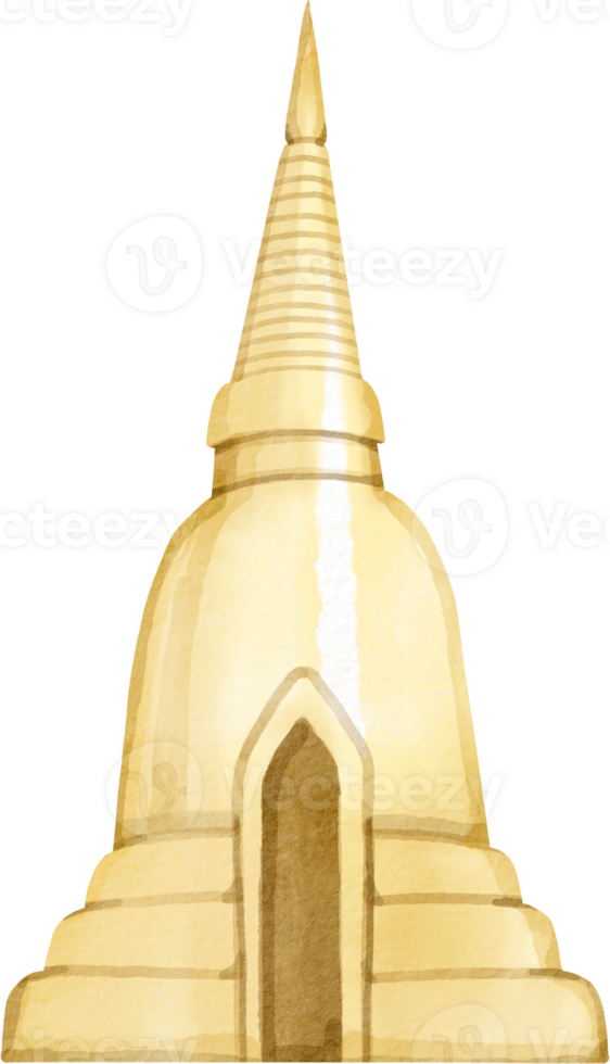A golden pagoda with a large dome on top png