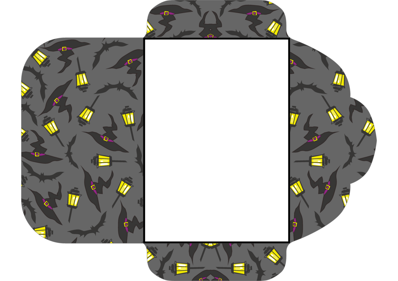 Enchanting Halloween Envelope with Witch Hat and Lantern Garden Pattern png