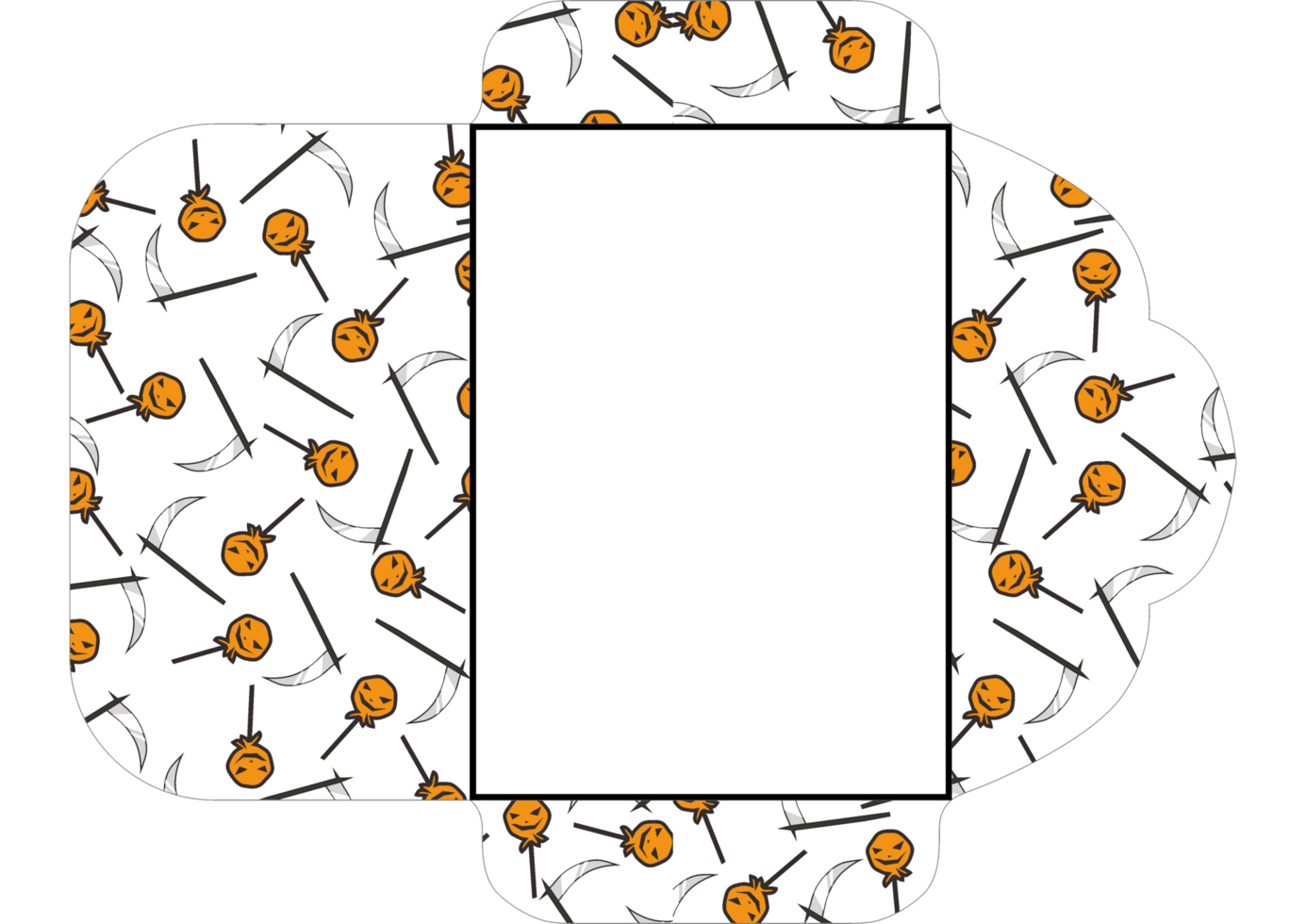 Creepy and Fun Halloween Envelope Design with Lollipop and Scythe Motif png
