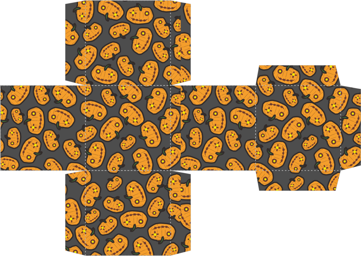Charming Halloween Gift Box Design with Pumpkin Head Detail png