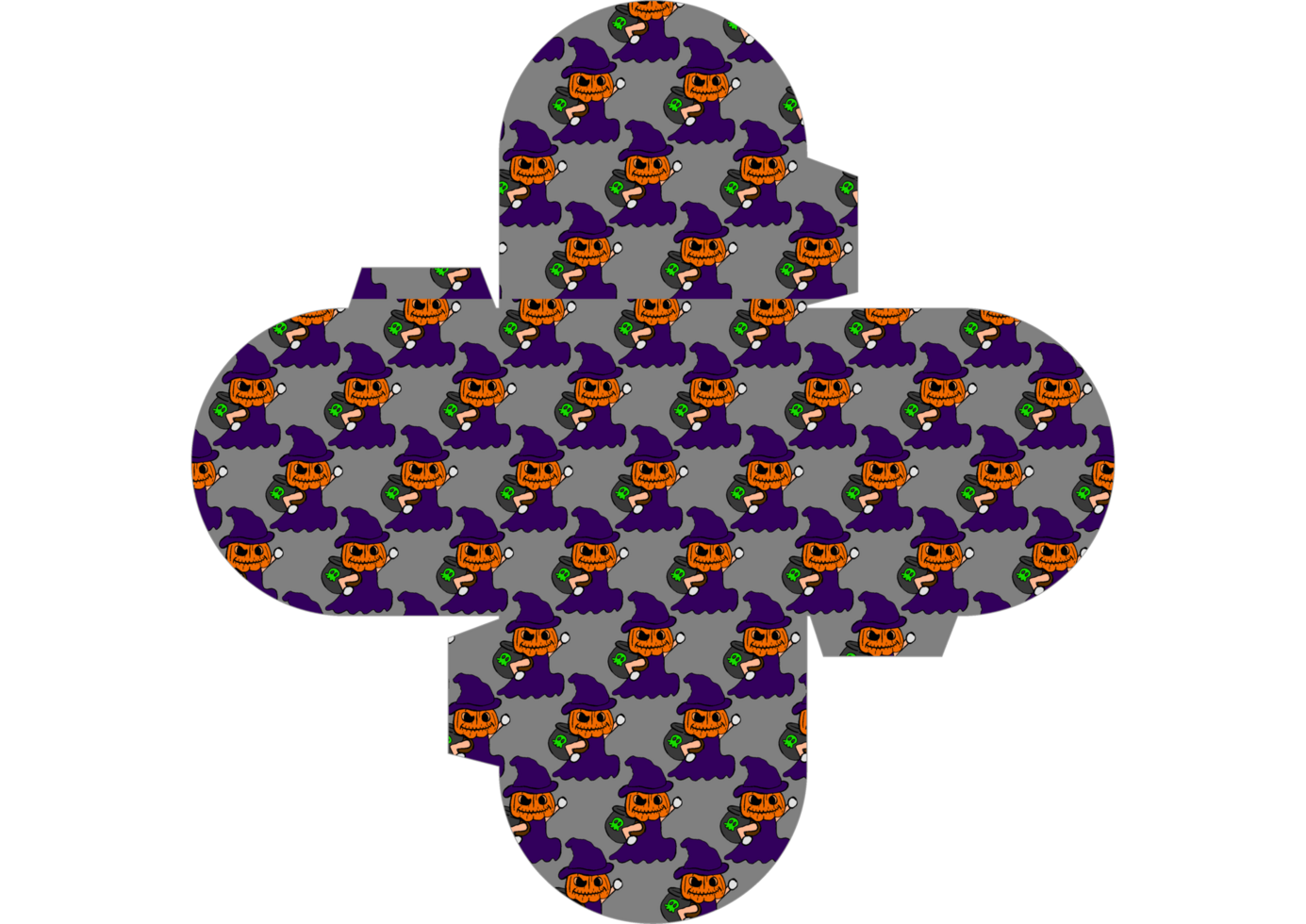 Enchanting Halloween Box Featuring a Cute Pumpkin Witch Pattern png