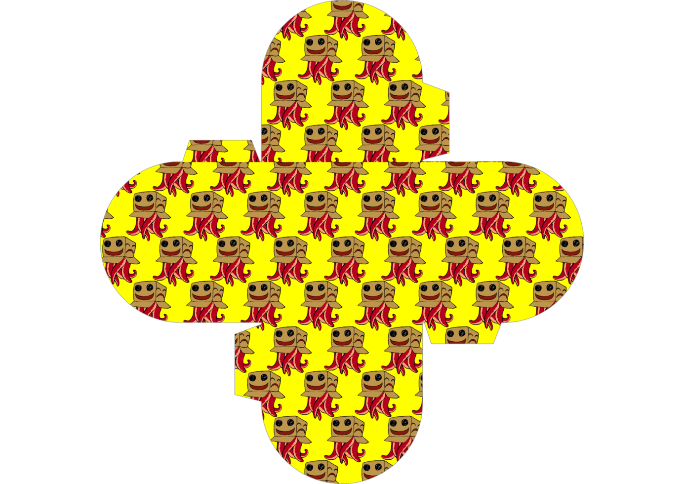 Halloween Monster Themed Gift Box Pattern png